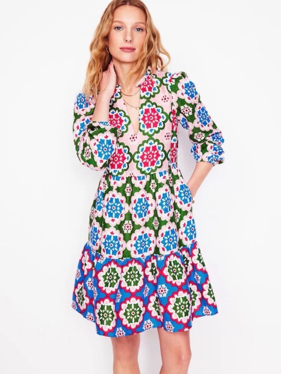 Boden Dresses & Skirts - Boden NWT Women’s Esme Short Linen Tiered Tunic Floral Mini Dress Size 2R